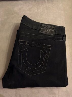 True Religion Rockstar Stella Black Jeans with Contrast Horseshoe Stitch